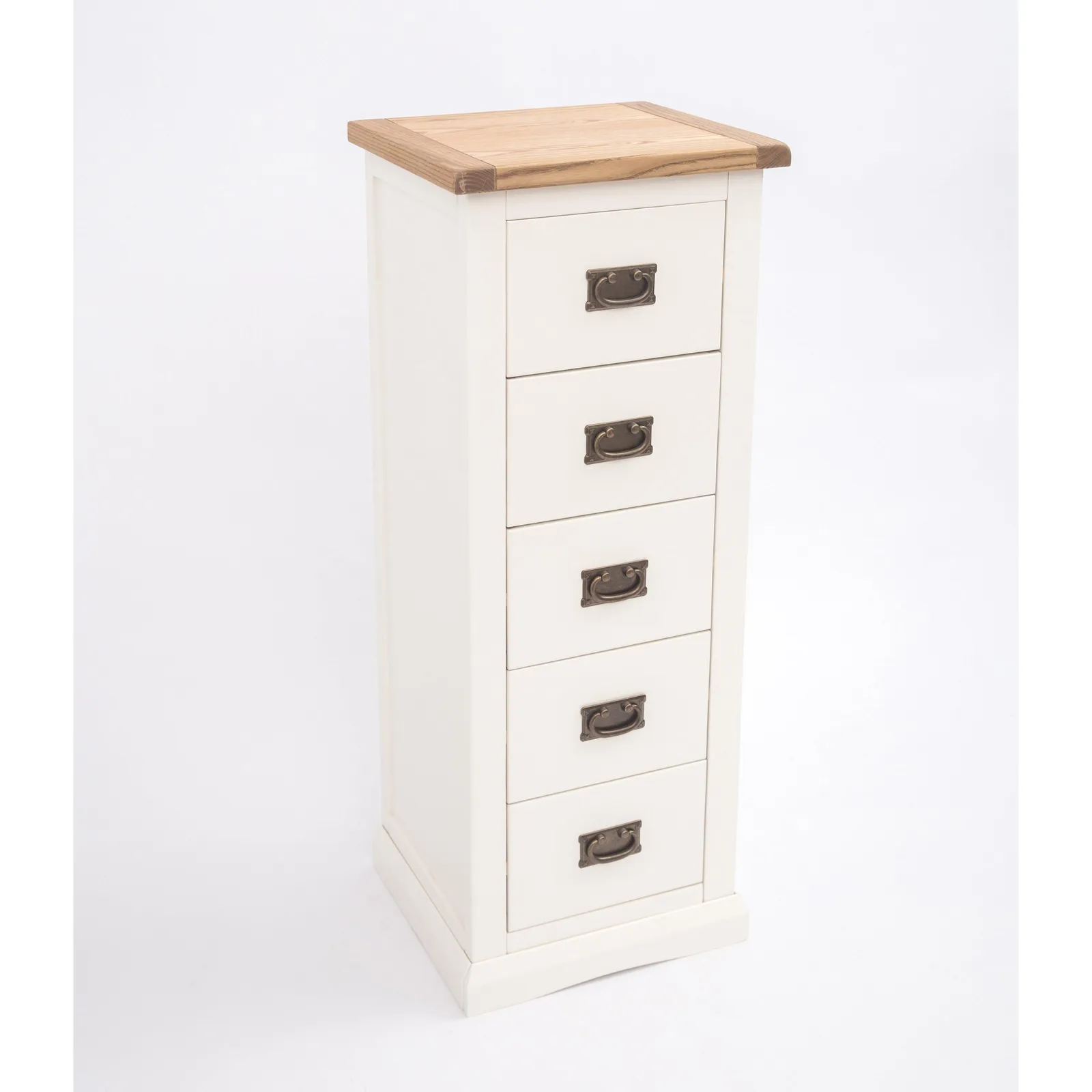 Cabinet Bits Cosenza 5 Drawer Narrow Chest of Drawers Bras Drop Handle in Off-White 4