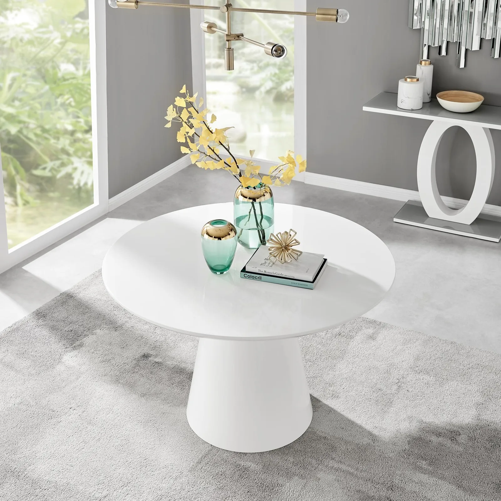 FurnitureboxUK Palma 120cm 6-Seater Round Pedestal Dining Table In Multiple Finishes in White 3