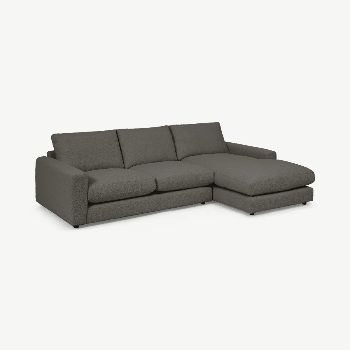 Arni Right Hand Facing Chaise End Sofa, Charcoal Grey Boucle