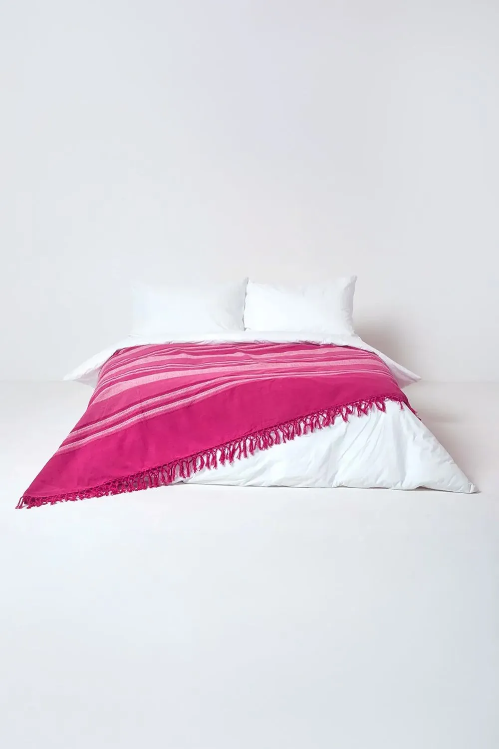 Homescapes Cotton Morocco Striped Curtain Pair in Pink 3