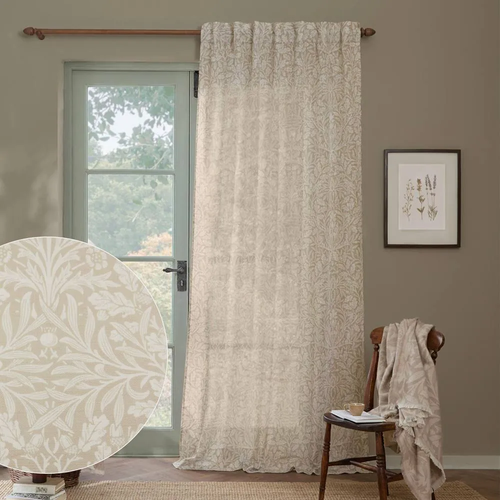 Morris & Co Acorn Sheer Curtain Panel in Cream