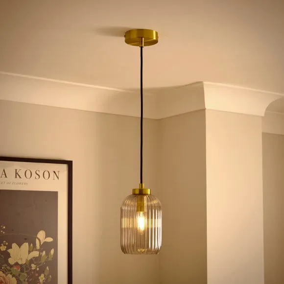 Riley Ribbed Adjustable Pendant Light 2