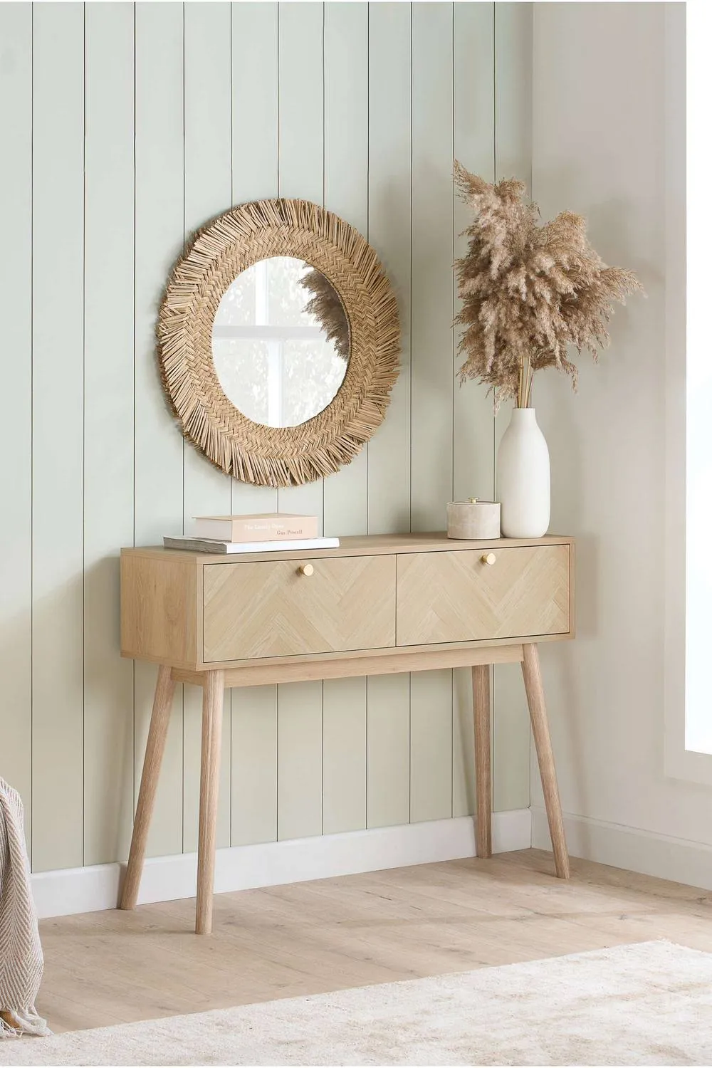 Birlea Herringford Console Table Hall Table Dressing Table Oak Parquet Design in Brown