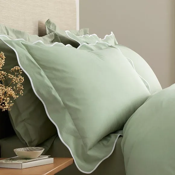 Appletree Boutique Scallop Edge 200 Thread Count 100% Cotton Duvet Cover & Pillowcase Set 2