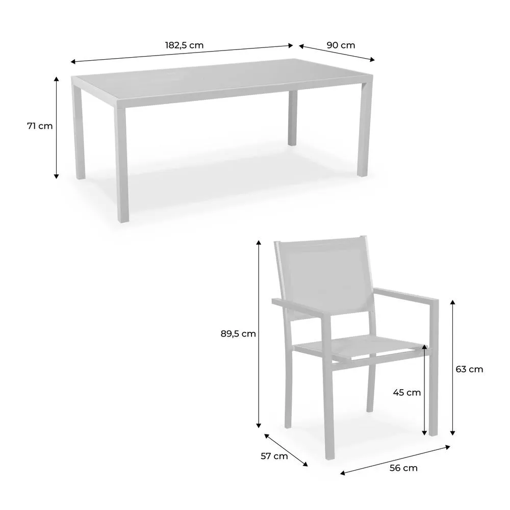 sweeek 8-seater Aluminium Garden Table With Textilene Chairs in Dark Grey 4