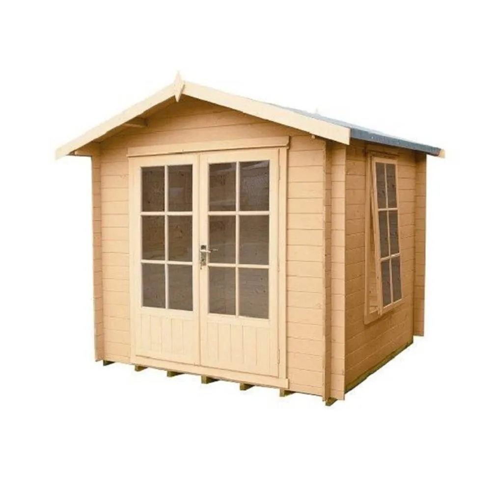 Shires Barnsdale Log Cabin Home Office Garden Room Approx 8 x 8 Feet in Tan
