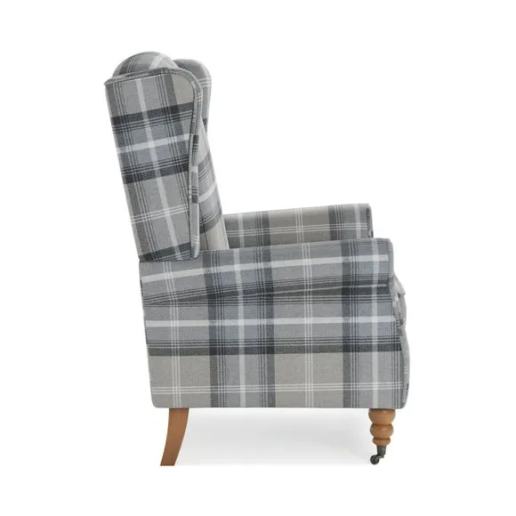 Oswald Grande Check Wingback Armchair 4