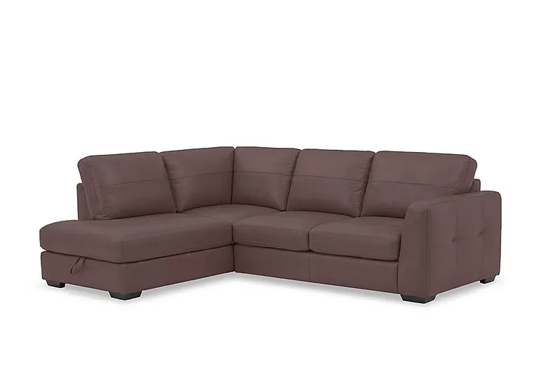 Dinky Leather Left Hand Facing Corner Sofa with Storage Chaise End - Mulberry Cat - Sofas and Armchairs - In Time for Christmas