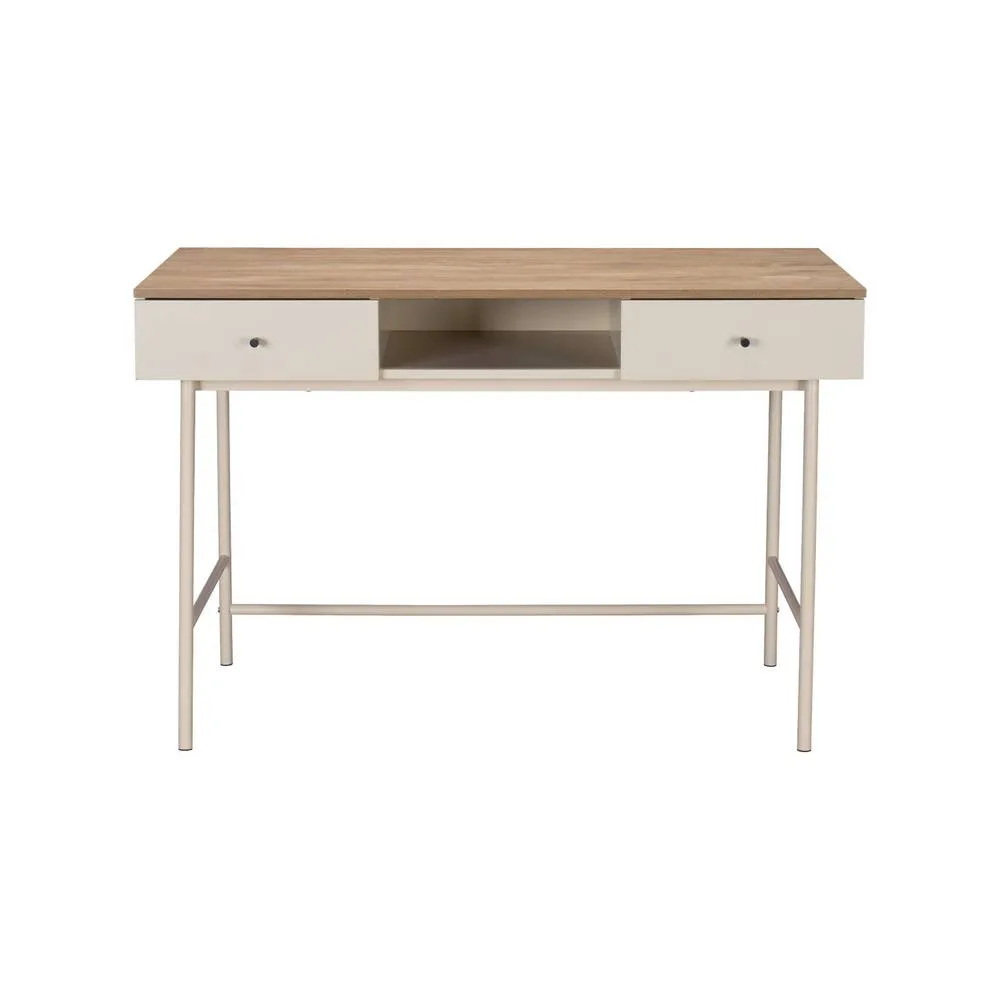 sweeek Wood decor & iron desk with 2 drawers & 1 compartment in Beige 6