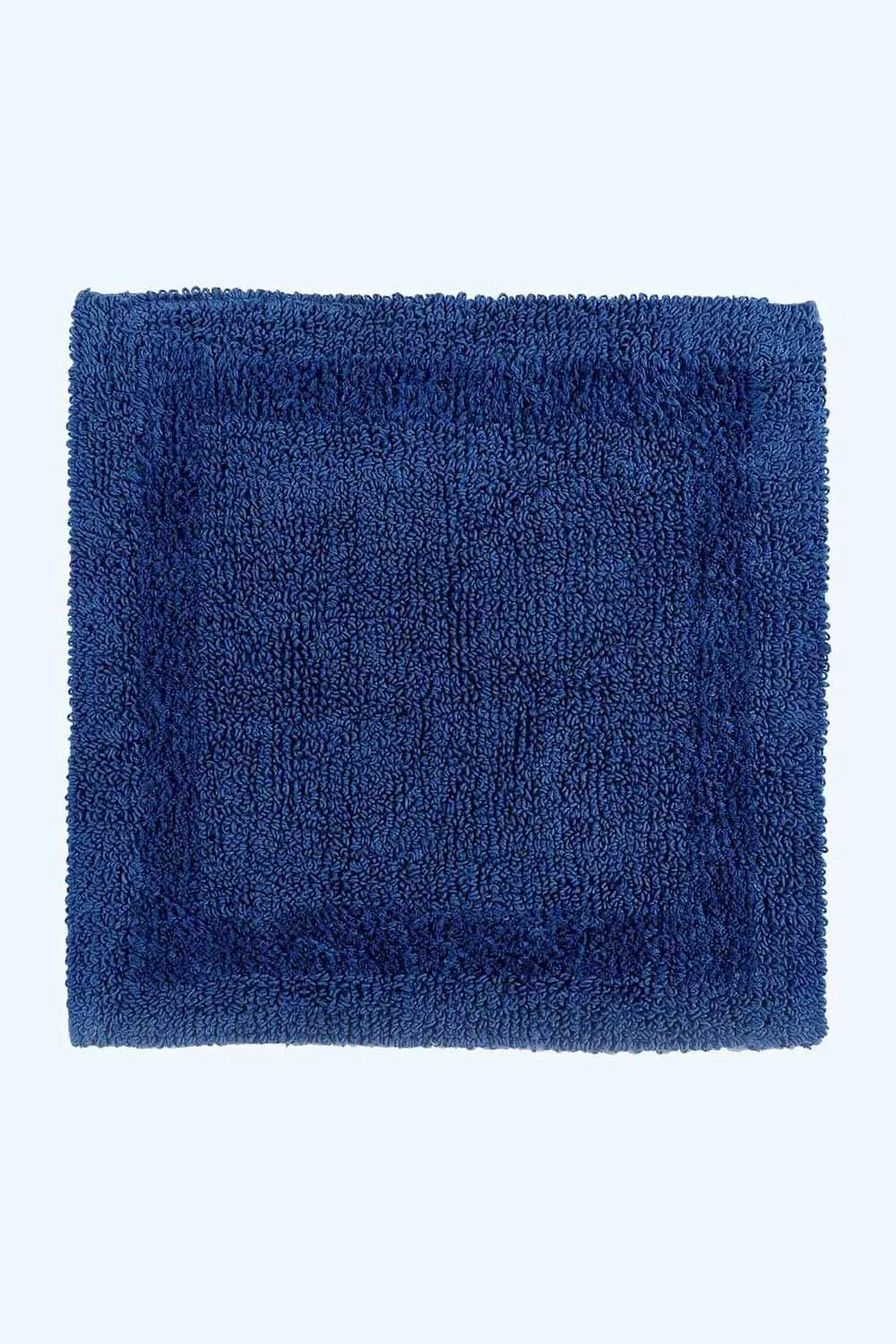 Homescapes Luxury Square Bath Mat 1600GSM 100% Cotton Reversible Shower Mat, 50cm in Navy 1