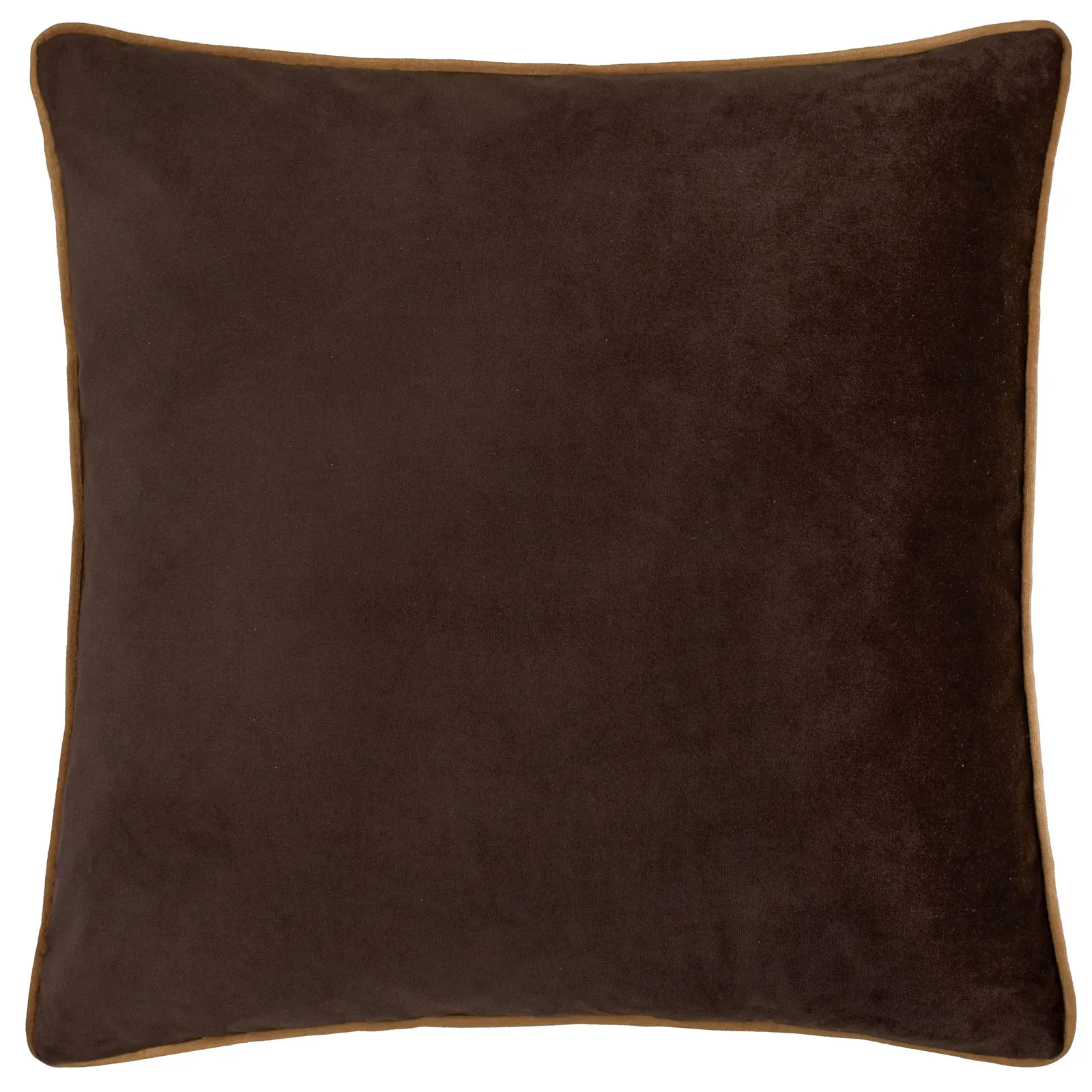 Furn Meridian Velvet Piped Cushion in Dark Brown