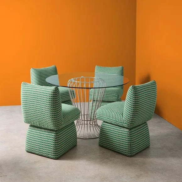 Yinka Ilori Swivel Dining Chair, Sweet Flows Green Fabric 2