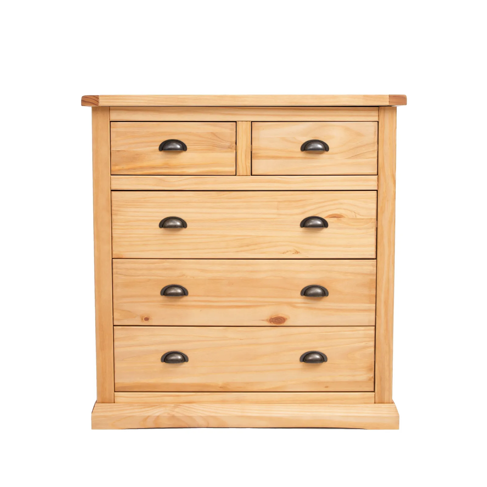 Cabinet Bits Lucca 5 Drawer Chest of Drawers Brass Cup Handle in Light Brown 2