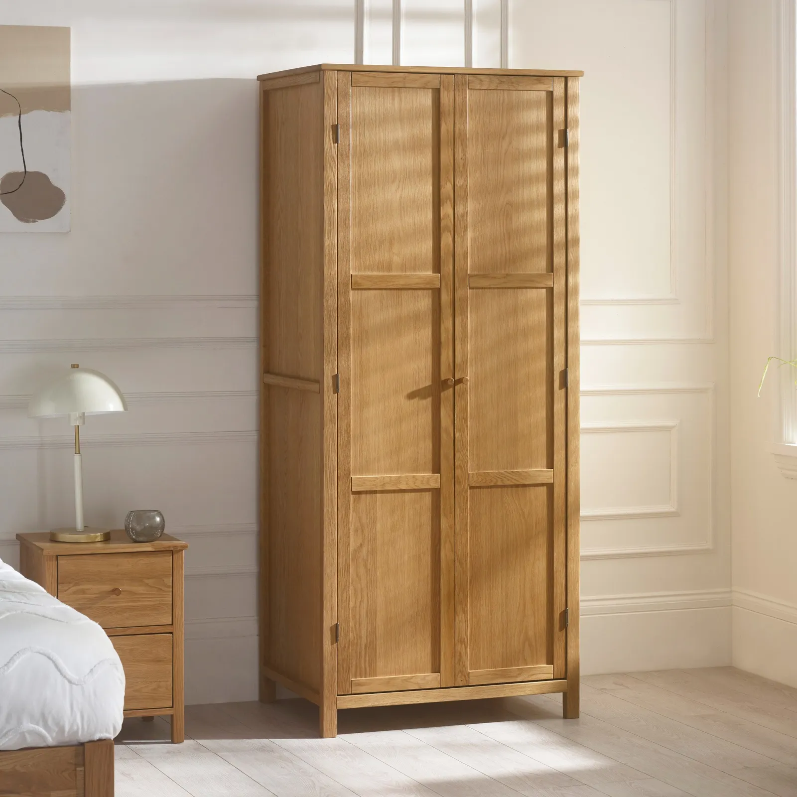 Coxmoor – 2 Door Wardrobe – Oak – Wooden - Happy Beds