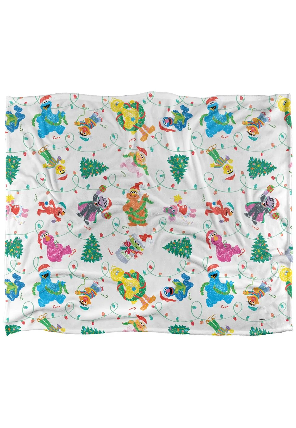 Sesame Street Tangled Lights Pattern Silky Touch Super Soft Throw Blanket 152 X 127 cm in White