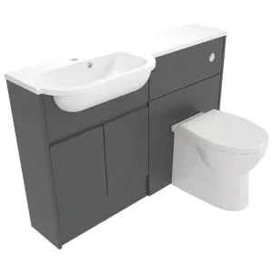Deccado Clifton Charcoal Grey Left Hand 1200mm Slimline Fitted Vanity & Toilet Pan Unit Combination with Left Hand Basin