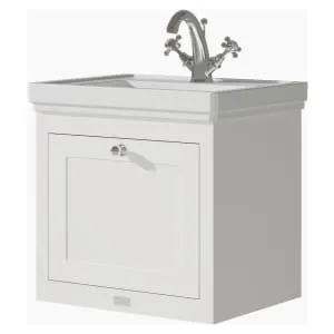 Bayswater Hartleigh Pointing White Traditional Wall HUng Vanity Unit & 1 Tap Hole White Recessed Basin - 500mm 2