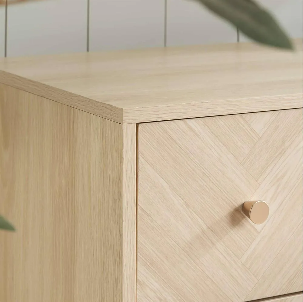 Birlea 6 Drawer Oak Brown Wooden Chest Herringford in Light Oak 2