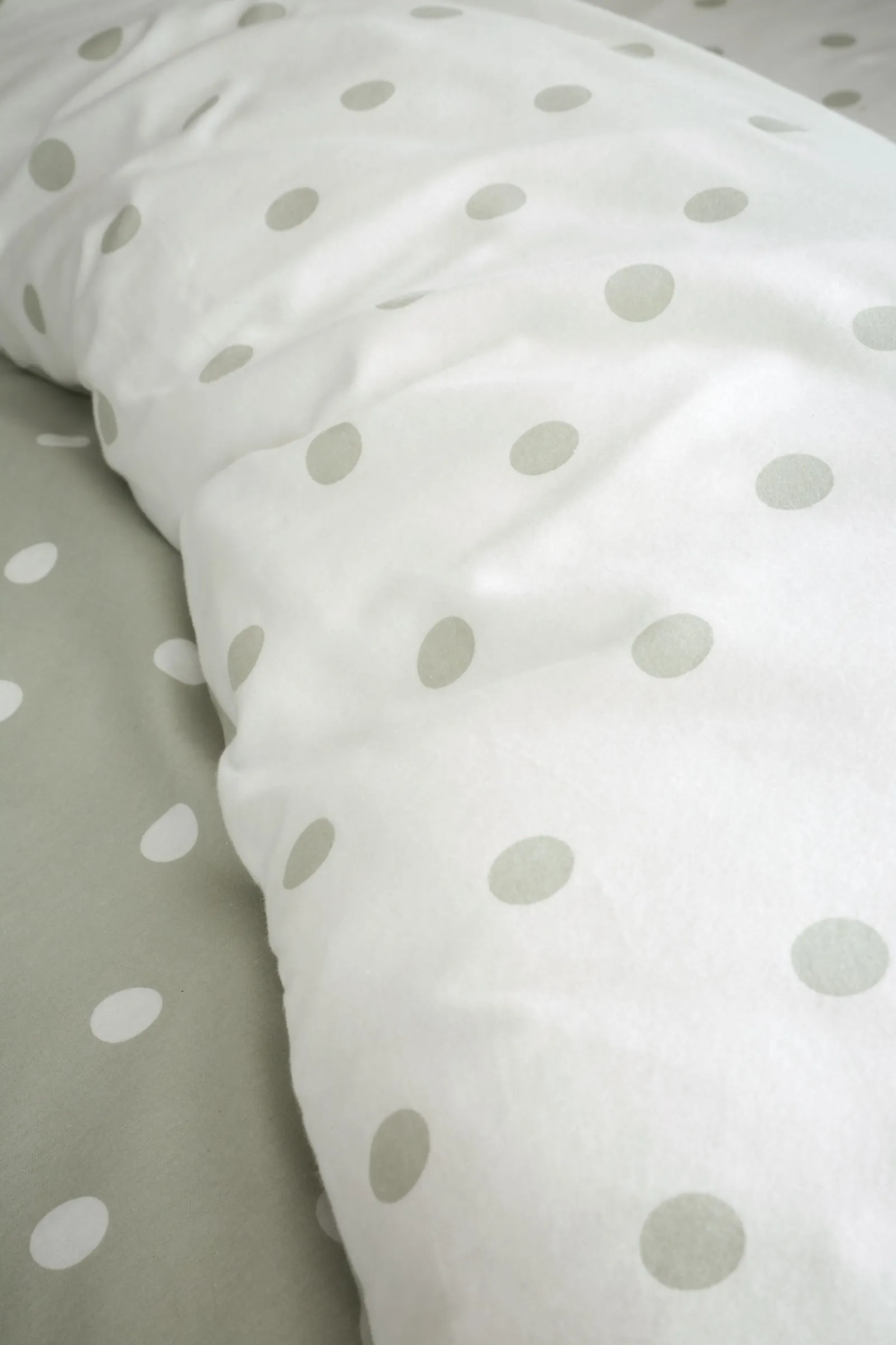 Catherine Lansfield 'Brushed Polka Dot' Cotton Reversible Duvet Cover Set in Green 4