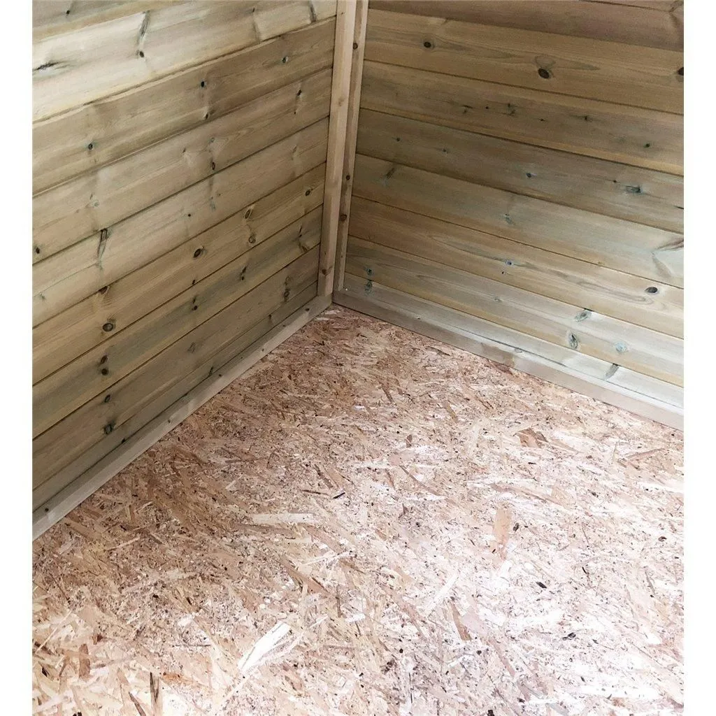 Marlborough 14 x 5 Pressure Treated High Eaves Reverse Apex Shed with Single Door in Natural 5