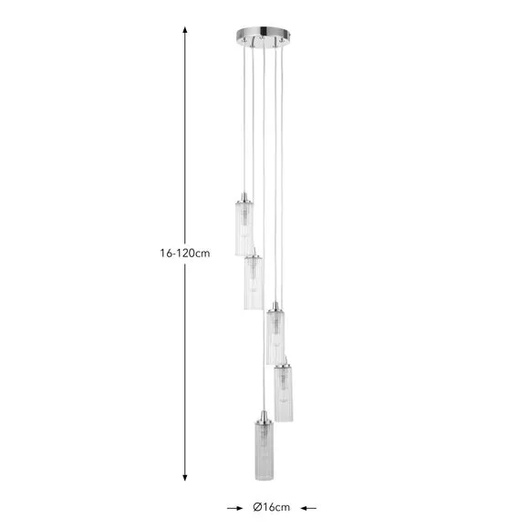 Dorma Henstone Ribbed 5 Light Adjustable Cluster Ceiling Light 6