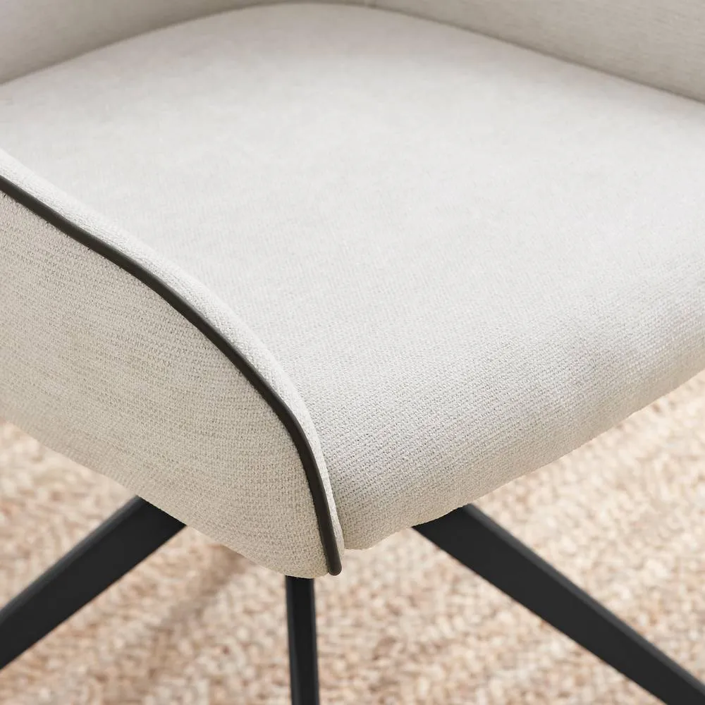 FurnitureboxUK 2x Beaumont Cream Fabric Swivel Dining Chairs 5