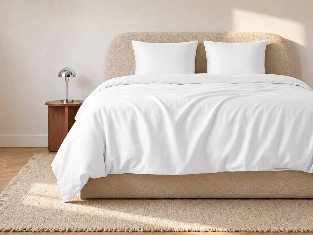 Vente-unique Satin Bedding Set 108 Thread Count - Duvet Cover 220 X 240 Cm + 2 in White 2