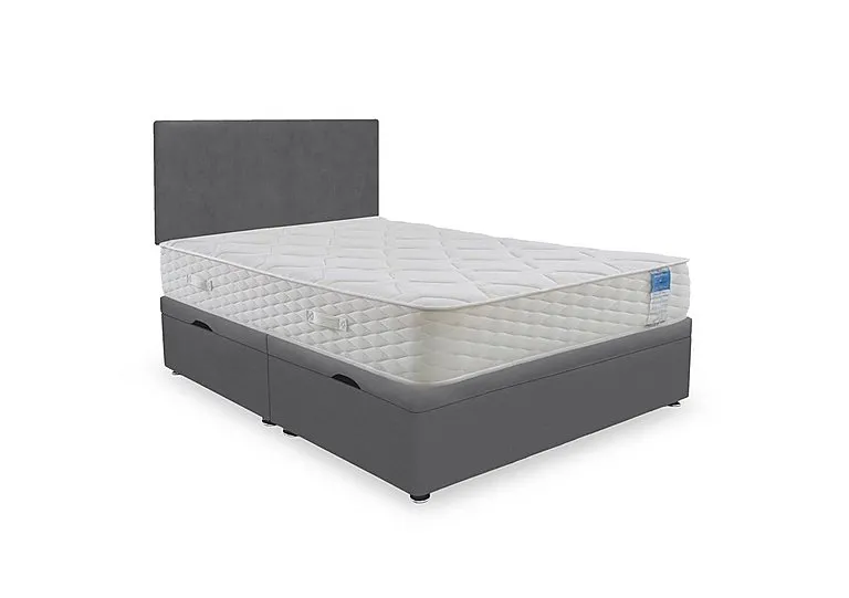 Memory Plus Side Lift Ottoman Divan Set - Small Double - Plush Dark Grey