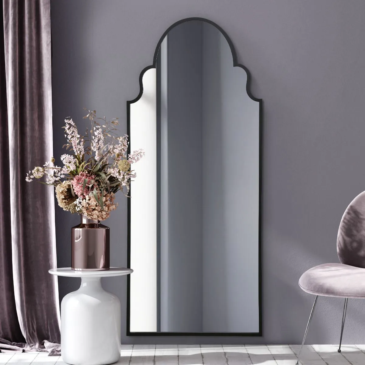 MirrorOutlet Black Framed Arched Leaner/Wall Mirror 79" X 33" (200CM X 85CM) 6