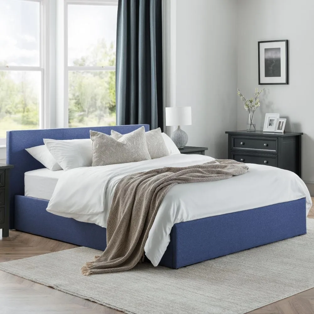 Rialto - King Size - Ottoman Storage Bed - Blue - Fabric - 5ft - Happy Beds 1