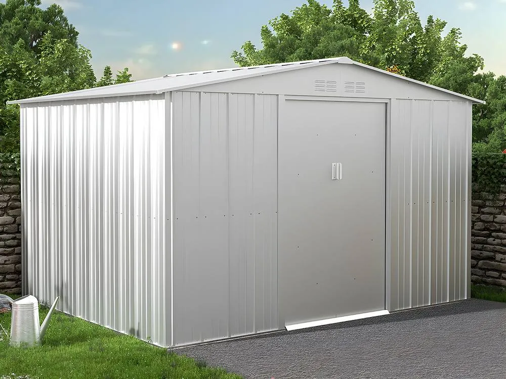 Vente-unique Galvanised Steel Grey Garden Shed - 7.82 M² - LINUS in Light Grey