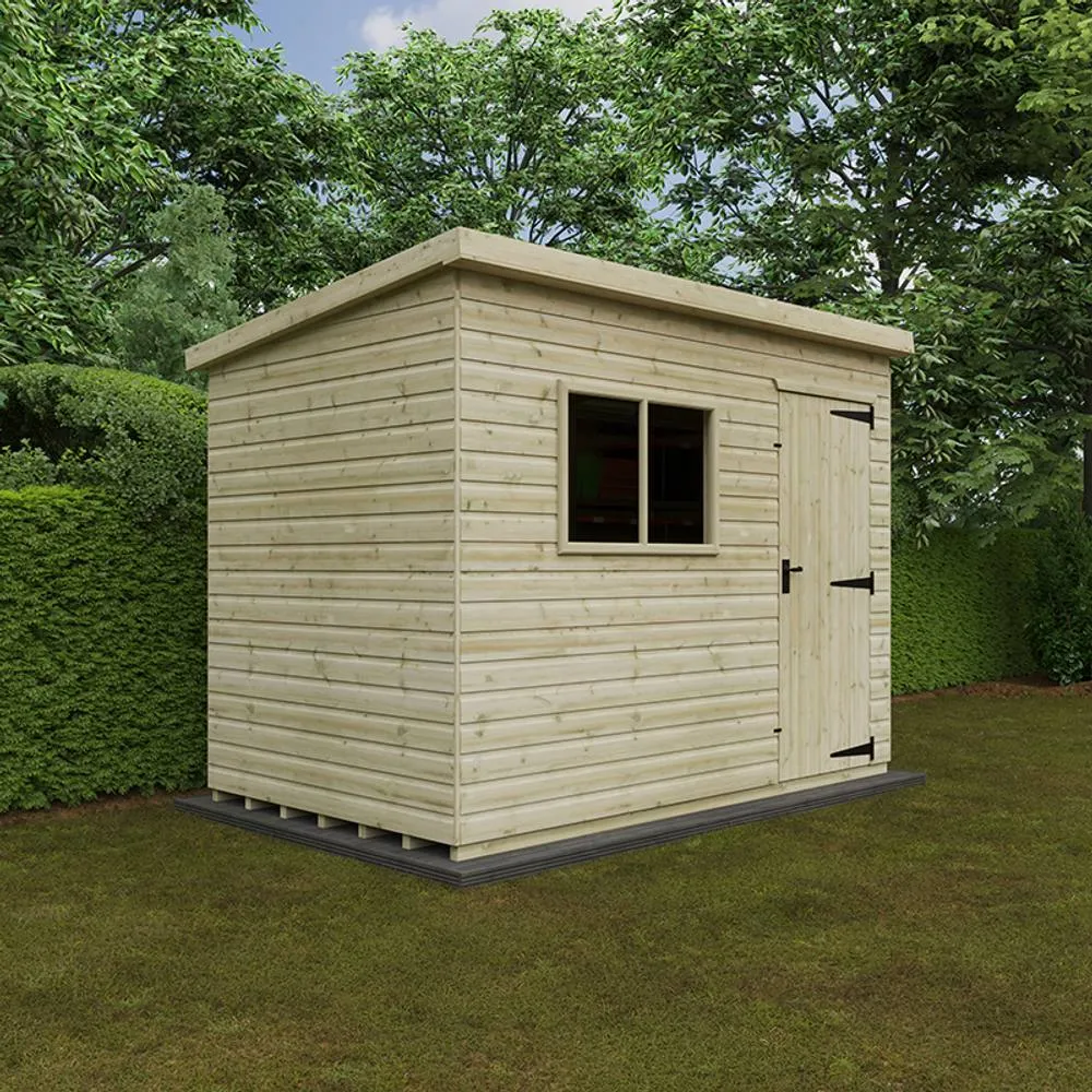 Buttercup Farm 10 x 6 Feet Tanalised Deluxe Pent 16mm Shed - Solid Wood/Softwood/Pine in Green 3