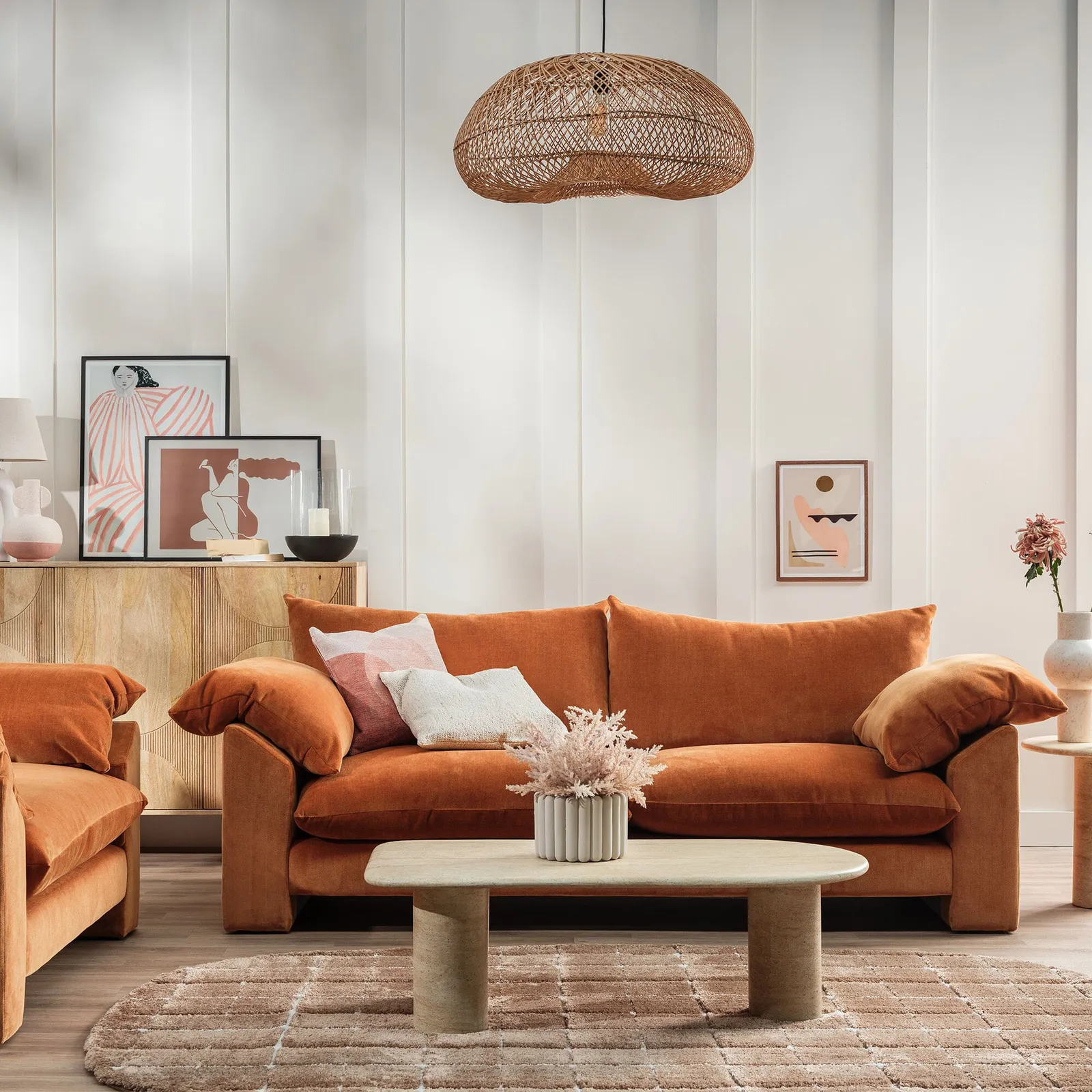Hoxton Extra Large Sofa, Orange Fabric | Barker & Stonehouse 2