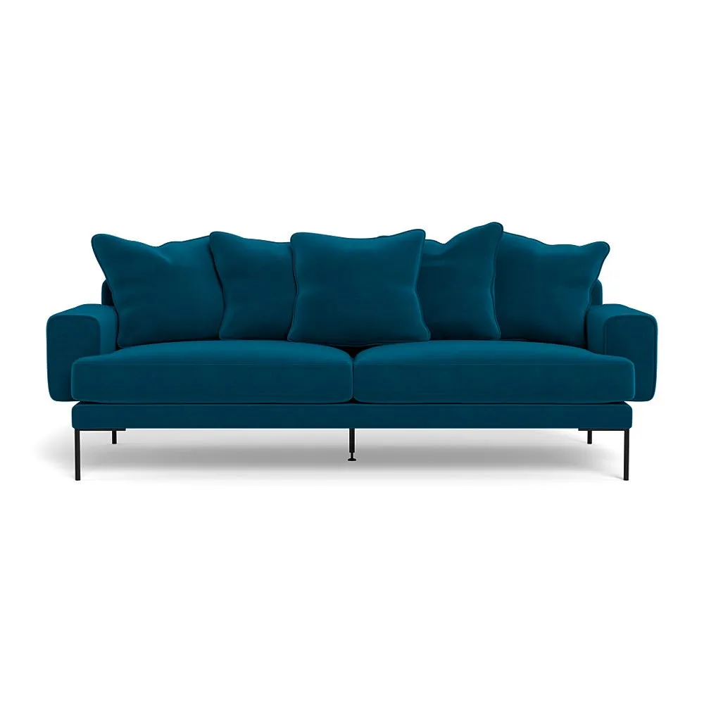 Heal's Torrington 4 Seater Sofa Velvet Teal Black Feet 1