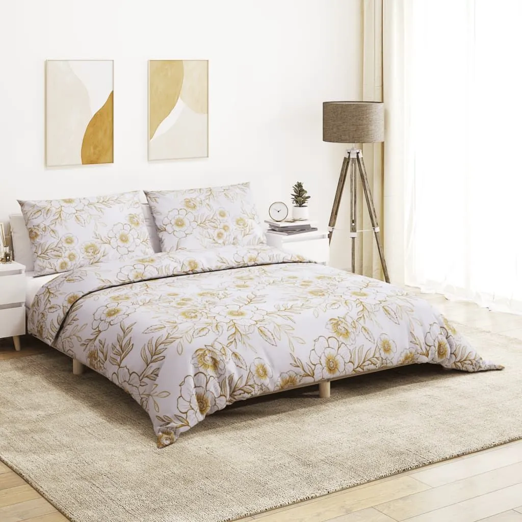 Berkfield Home Duvet Cover Set White & Brown 260x240 cm Cotton
