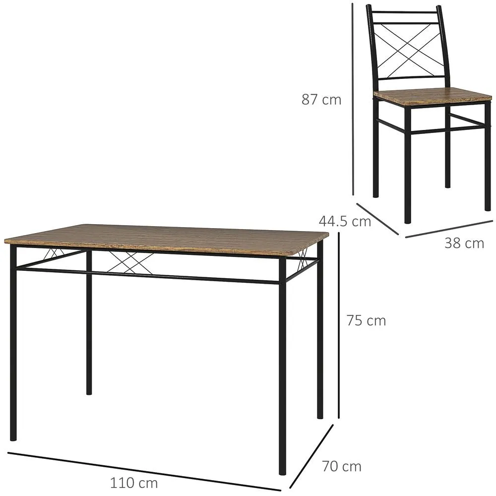 HOMCOM 5 Piece Dining Table & Chairs Set, Space Saving, Oak in Light Oak 3