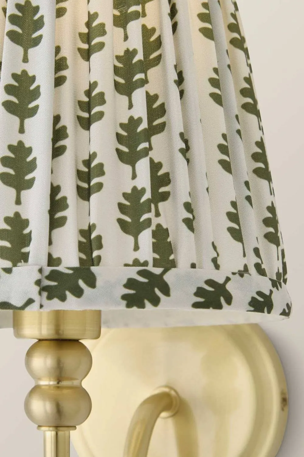 ValueLights Binky Pair of Rechargeable Gold Wall Lights with Floral Pleated Shades in Pale Green 5