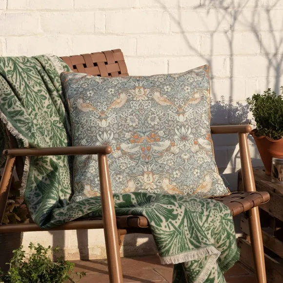 Morris & Co. Strawberry Thief Outdoor Square Cushion 1