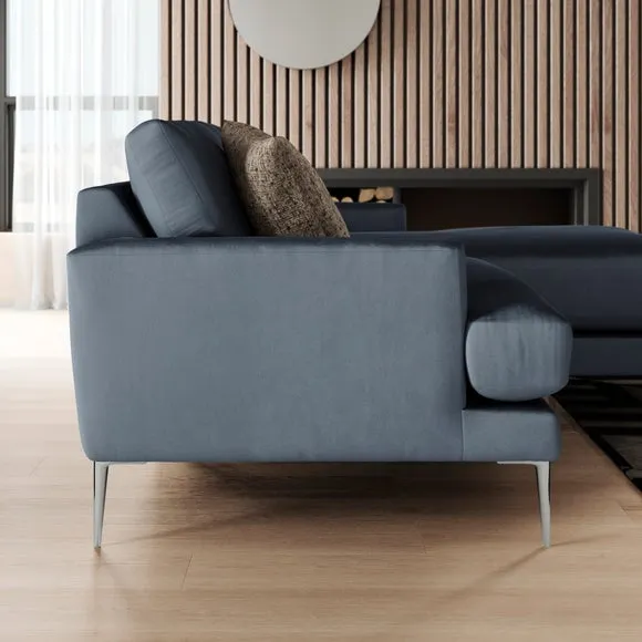 Lawson Matte Plush Velvet Corner Chaise Sofa 2