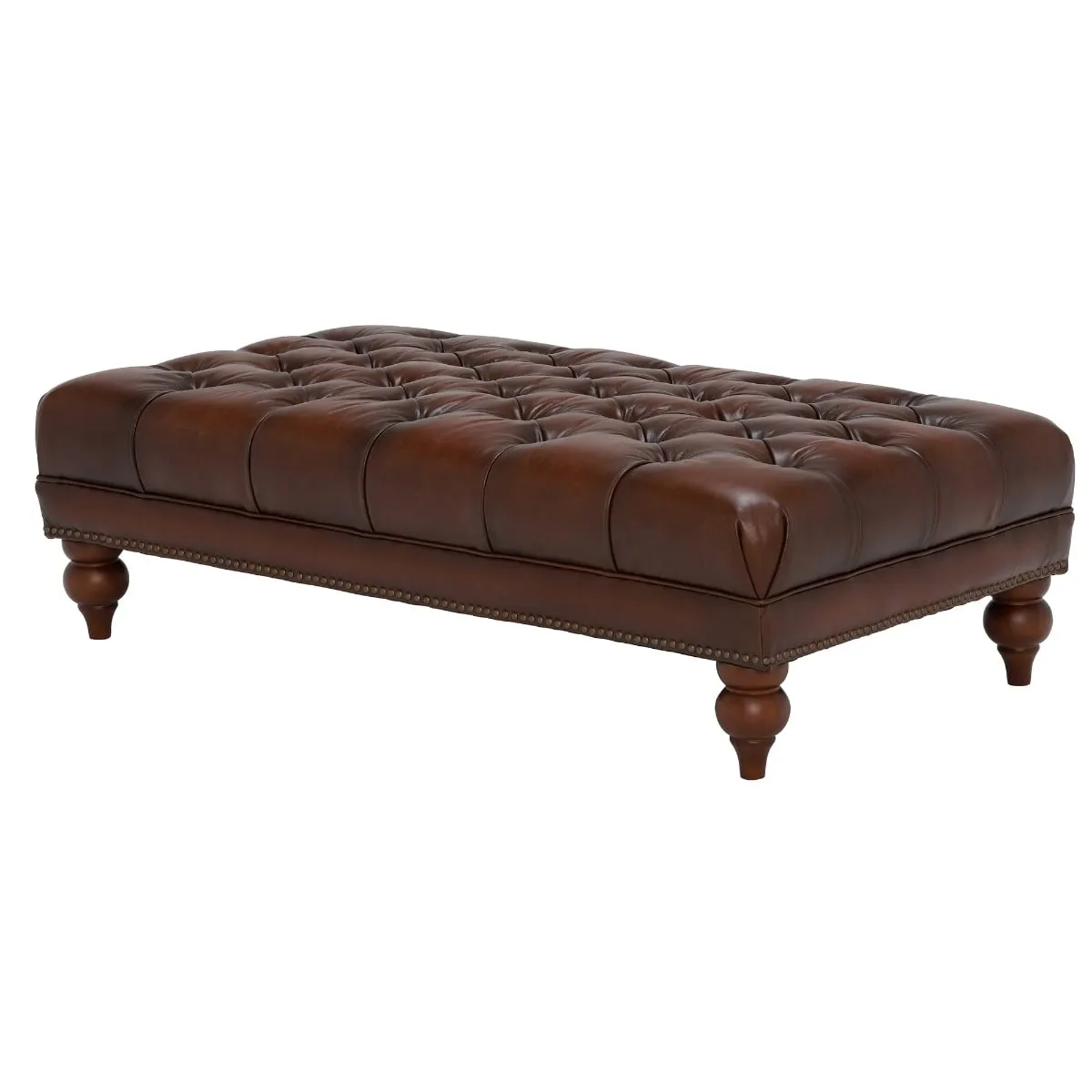 Ullswater Leather Rectangular Footstool, Brown | Barker & Stonehouse 4