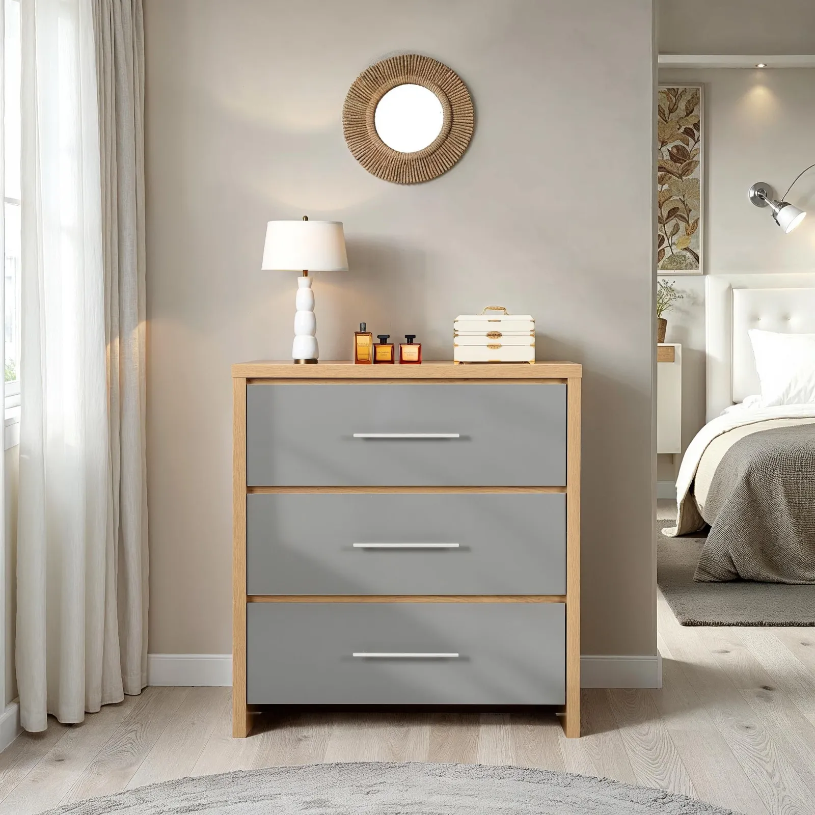 Seconique Seville 3 Drawer Chest in Grey