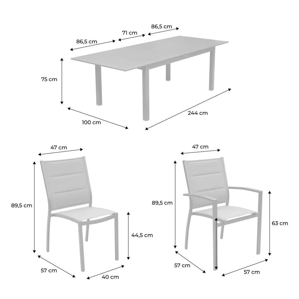 sweeek 8-seater Extendable Aluminium Garden Table Set With Chairs in Brown 5