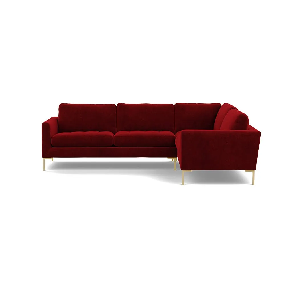 Heal's Eton Right Hand Facing Corner Sofa Smart Luxe Velvet Mulberry Brass Feet