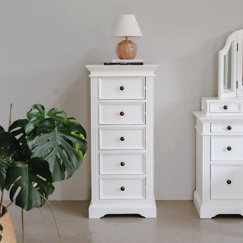 Statement Furniture Gainsborough Tallboy White Narrow Chest of Drawers