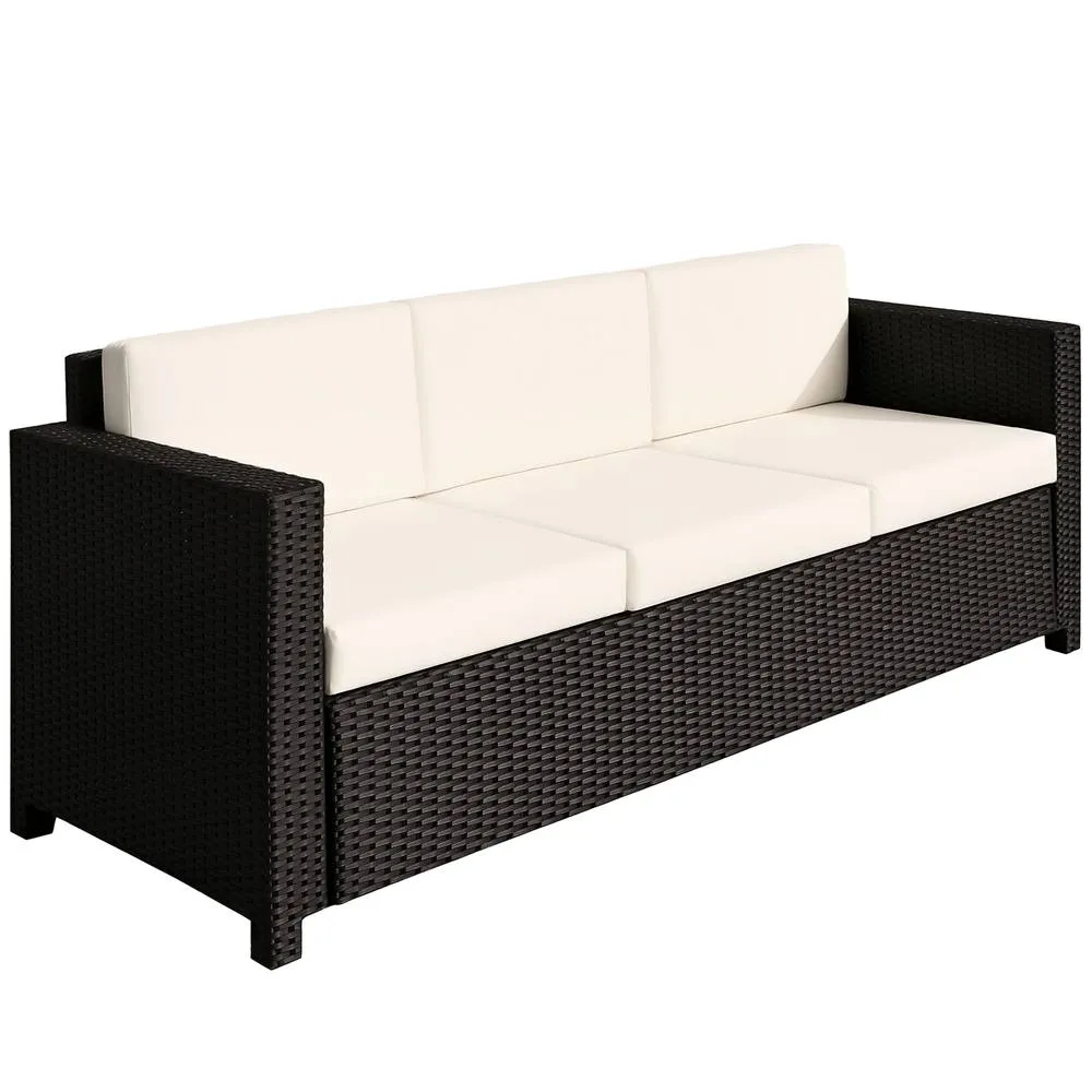 OUTSUNNY Rattan Wicker 3-seater Sofa Chair Patio Furniture w/ Cushion in Black 2