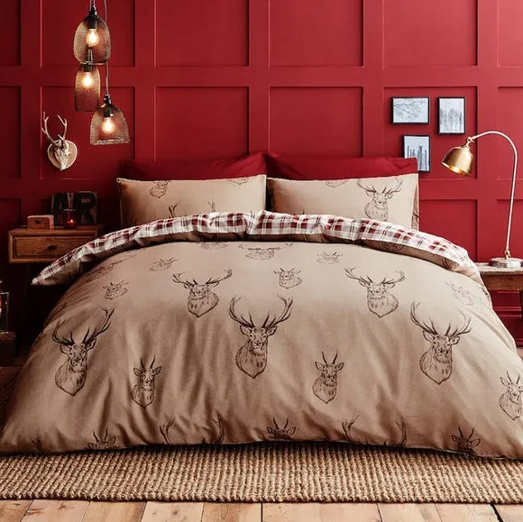 Catherine Lansfield Stag Natural Duvet Cover and Pillowcase Set 1