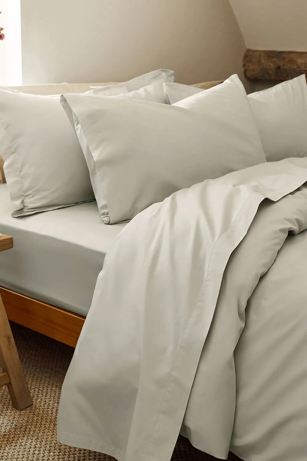CHRISTY Pure Cotton Percale Flat Sheets in Light Stone 1