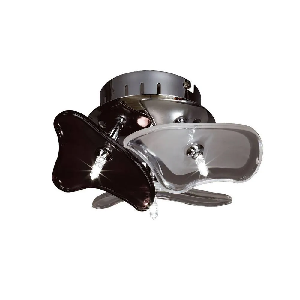 Netlighting Otto Ceiling Wall Chrome Black Glass 3 Light G4 CFL Compatible NOT LED