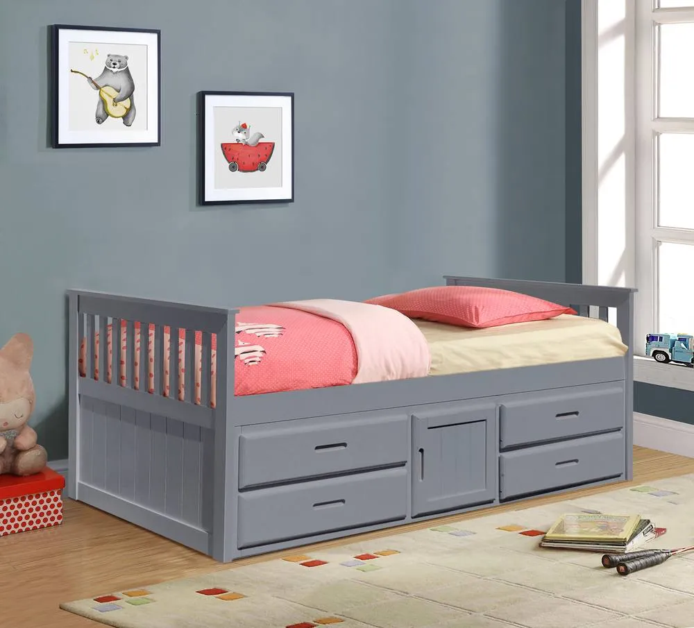 Comfy Living Ltd 3ft Wooden Captains Bed With Drawers & Storage in Grey 2