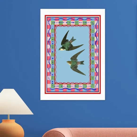 East End Prints Birdframe Swallows Print 1
